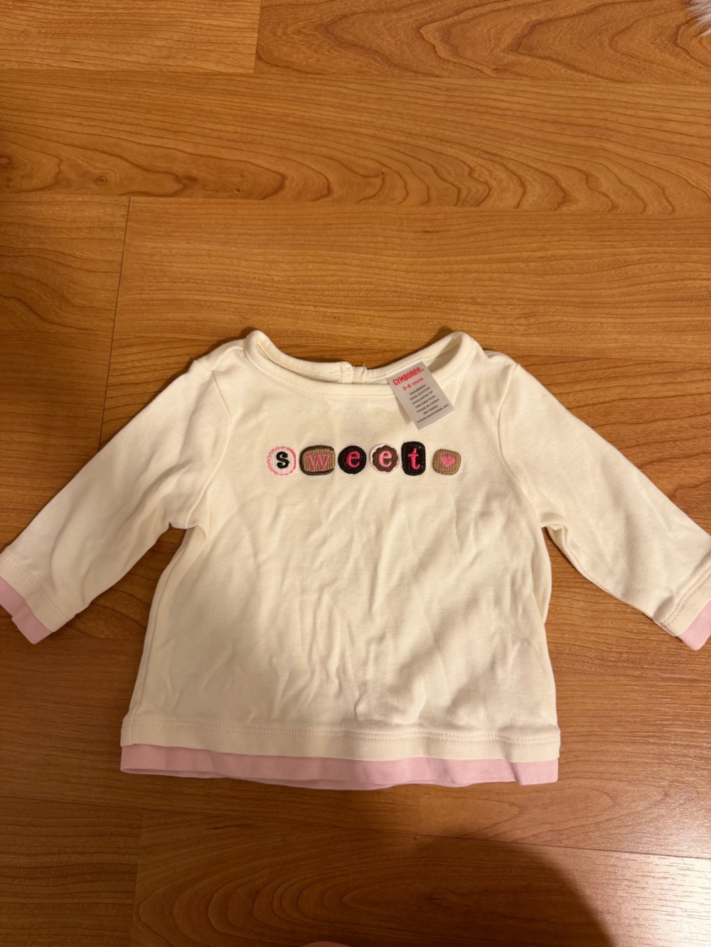 Gymboree Cream Long-Sleeve Top with Pink Accents
